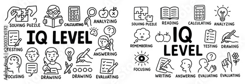 Intelligence icons with brain book pencil outline