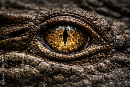 Macro shot of a crocodile e...