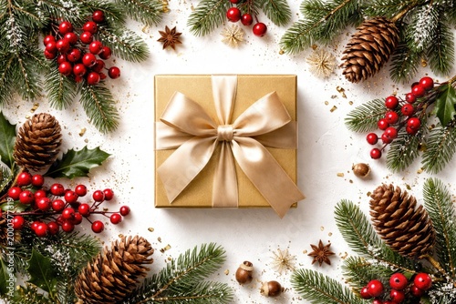 Golden gift box and natural...
