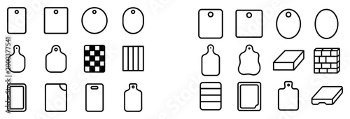 Shape icons with tag board circle oval outline