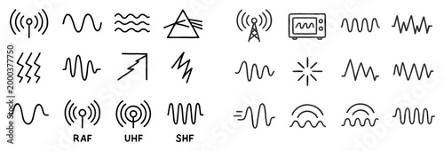 Signal icons with antenna wave outlines