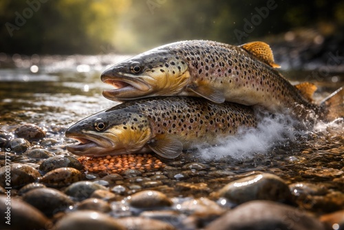 Close up of brown trout spa...