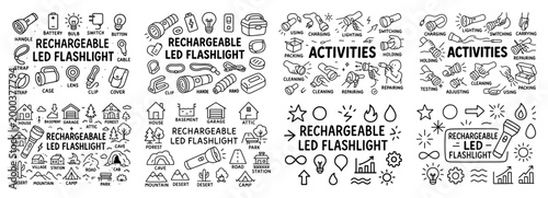 Rechargeable led flashlight activities set