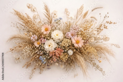Boho style botanical floral...