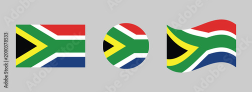 South africa national flag collection: rectangular circular waving designs with national republic government patriotism patriotic illustration independence