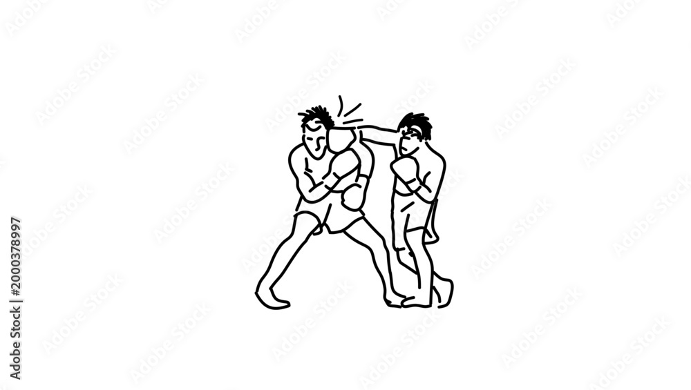 Fototapeta premium box fighters, black isolated vector silhouette