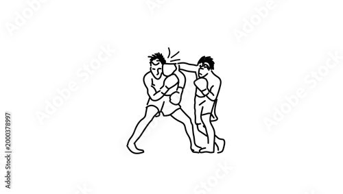 box fighters, black isolated vector silhouette