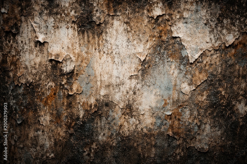 Fototapeta premium Abstract rough grunge wall with peeling paint for textured background
