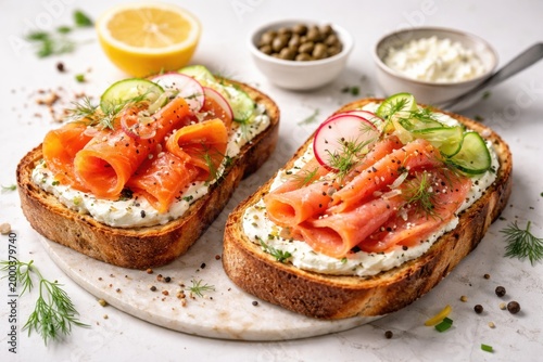 Freshly sliced trout and re...