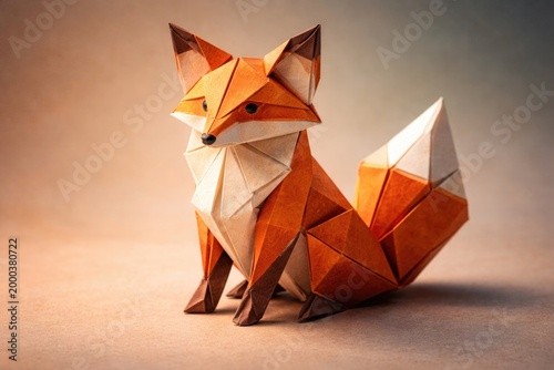 Crafted paper fox with deta...