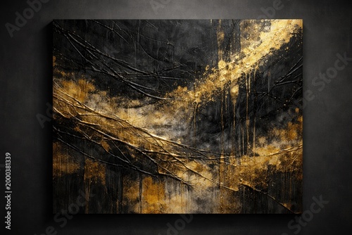 modern black and gold abstr...