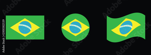 Brazil national flag variations: rectangular circular waving designs with globe and stars orden e progresso national standard patriotism illustration identity