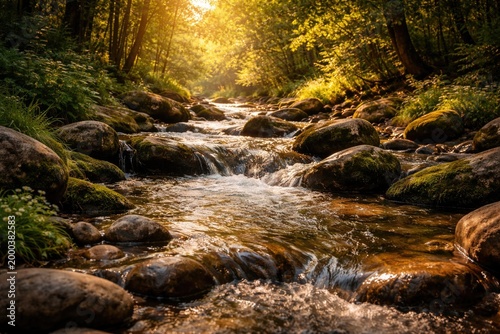 A peaceful rivulet gliding ...