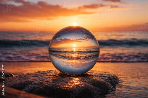 Ocean and sunset panorama m...