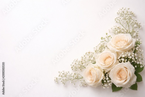 Cream rose and gypsophila c...
