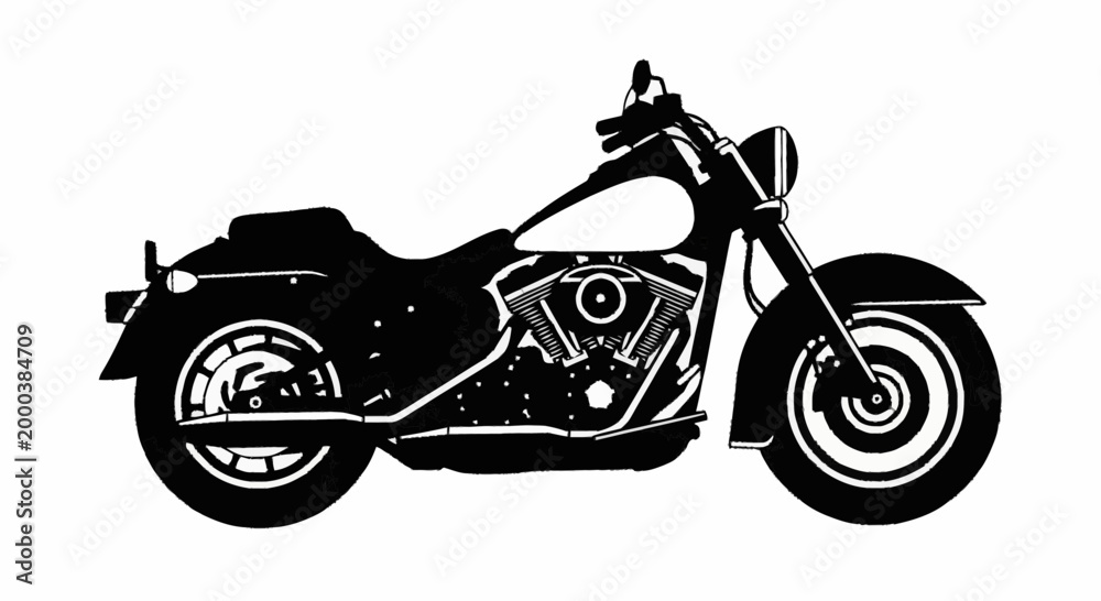 Fototapeta premium Black Motorcycle Side View Illustration 5.