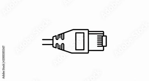 Black outline icon of a network cable connector