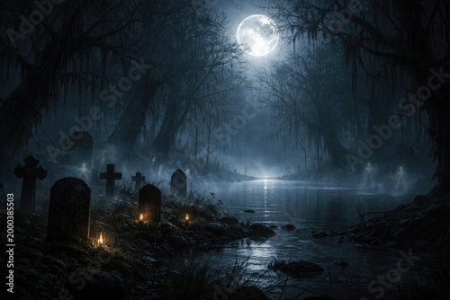 Ghostly forest environment ...