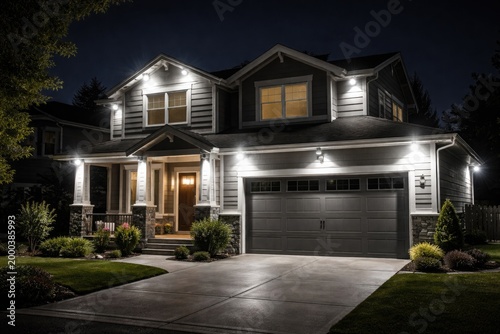 Night scene of a house exte...