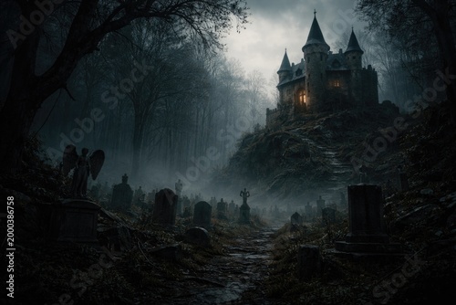 an old tiny castle overlook...