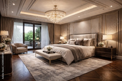 High end master bedroom dec...
