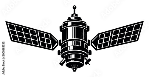 Space satellite orbiting earth, transmitting communication signals for global connectivity, internet, and data sharing