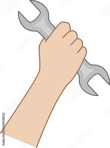 Raised Hand Holding Wrench Repair Tool Vector Illustration