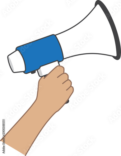 Raised Hand Holding Megaphone Announcement Vector Illustration