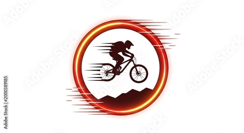 Free Download Mountain biker silhouette in motion blur circle - GFXLoad