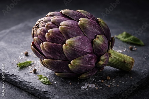 Fresh purple artichoke disp...