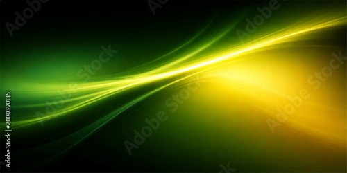Abstract blend of vibrant green and gold hues swirl together, creating an elegant visual effect. Dynamic lines intertwine, and forming a flowing design.