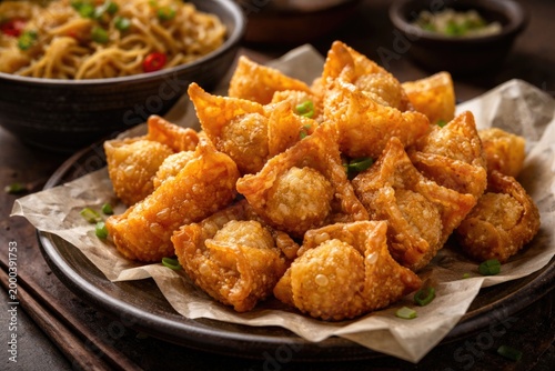 Crisp golden wontons fried ...