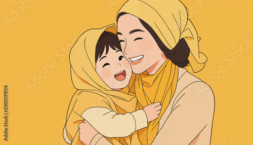 Warm Happy Embrace Between Mother And Child