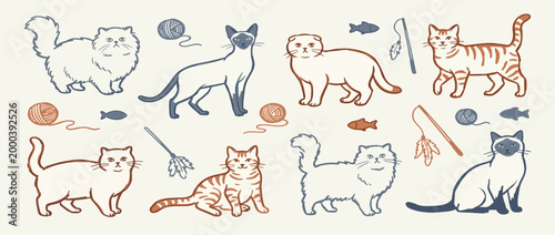 Dog breeds doodle icon set hand drawn vector illustration