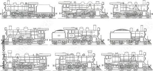 Vintage steam locomotive blueprints detailed engineering drawings of classic trains