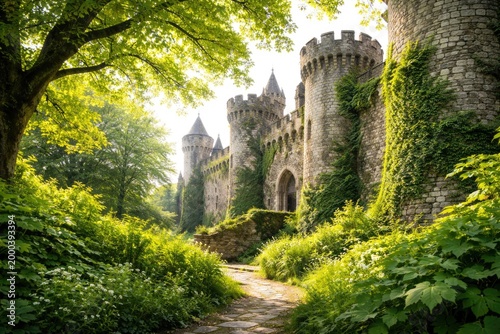 Lush green foliage contrast...