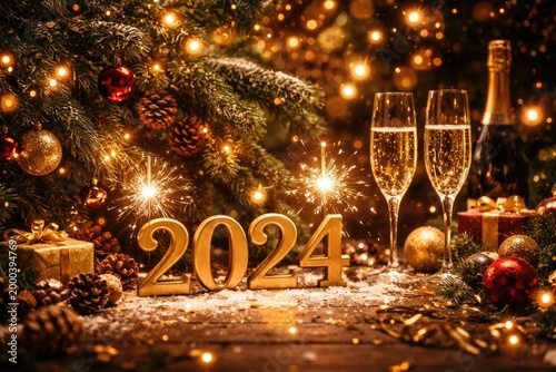 New Year celebration scene ...