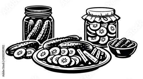 Cucumbers and gherkins, both pickled and fresh, displayed as preserved snacks and crisp slices
