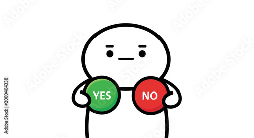 Person choosing between yes and no options, decision making concept