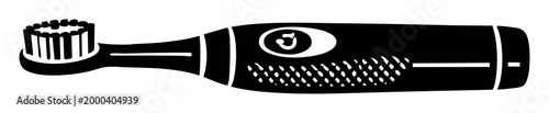 Electric toothbrush icon presented as a black silhouette, symbolizing advanced dental hygiene, personal care, and wellness