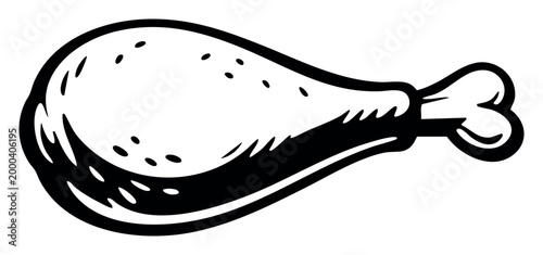 Vector line art icon of a chicken drumstick, symbolizing poultry meat for cooking and meal preparation