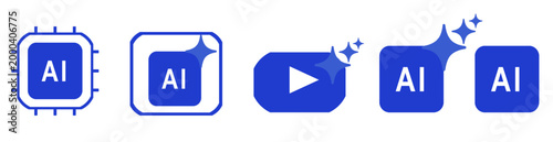 Banner AI icon set. Artificial intelligence model symbol. AI generated video, photo, image vector graphic design