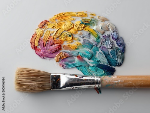 Creative Brain Concept Painted with Brush Strokes
