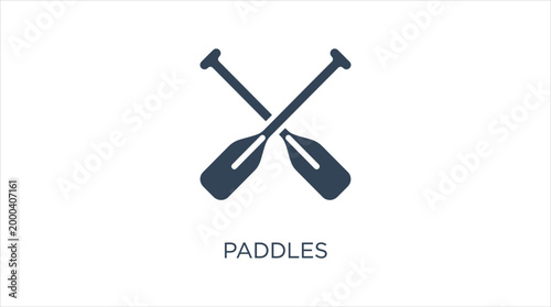 Two Crossed Paddles Icon - Water Sports and Adventure Symbol