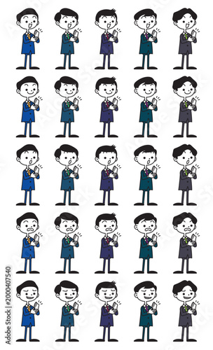 デフォルメした男性が手を打っているポーズのイラストセット