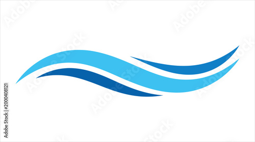 Abstract blue waves forming a fluid graphic design on a white background