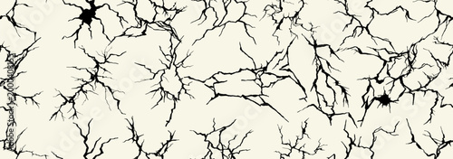 Seamless pattern ground cracks top view, ruined land surface crushed texture, earthquake cracking holes. Realistic vector seamless pattern. Destruction, split, damage fissure effect after disaster.