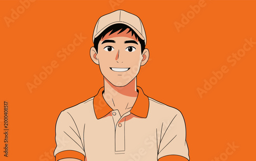 Smiling Young Delivery Staff Portrait in Uniform