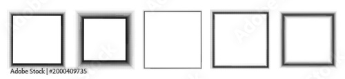 Dotted halftone square frames set. Isolated vector gradient dotted design elements for collages, banners