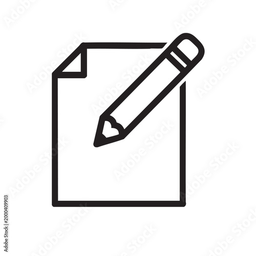 Pencil and blank paper icon for writing and editing tasks